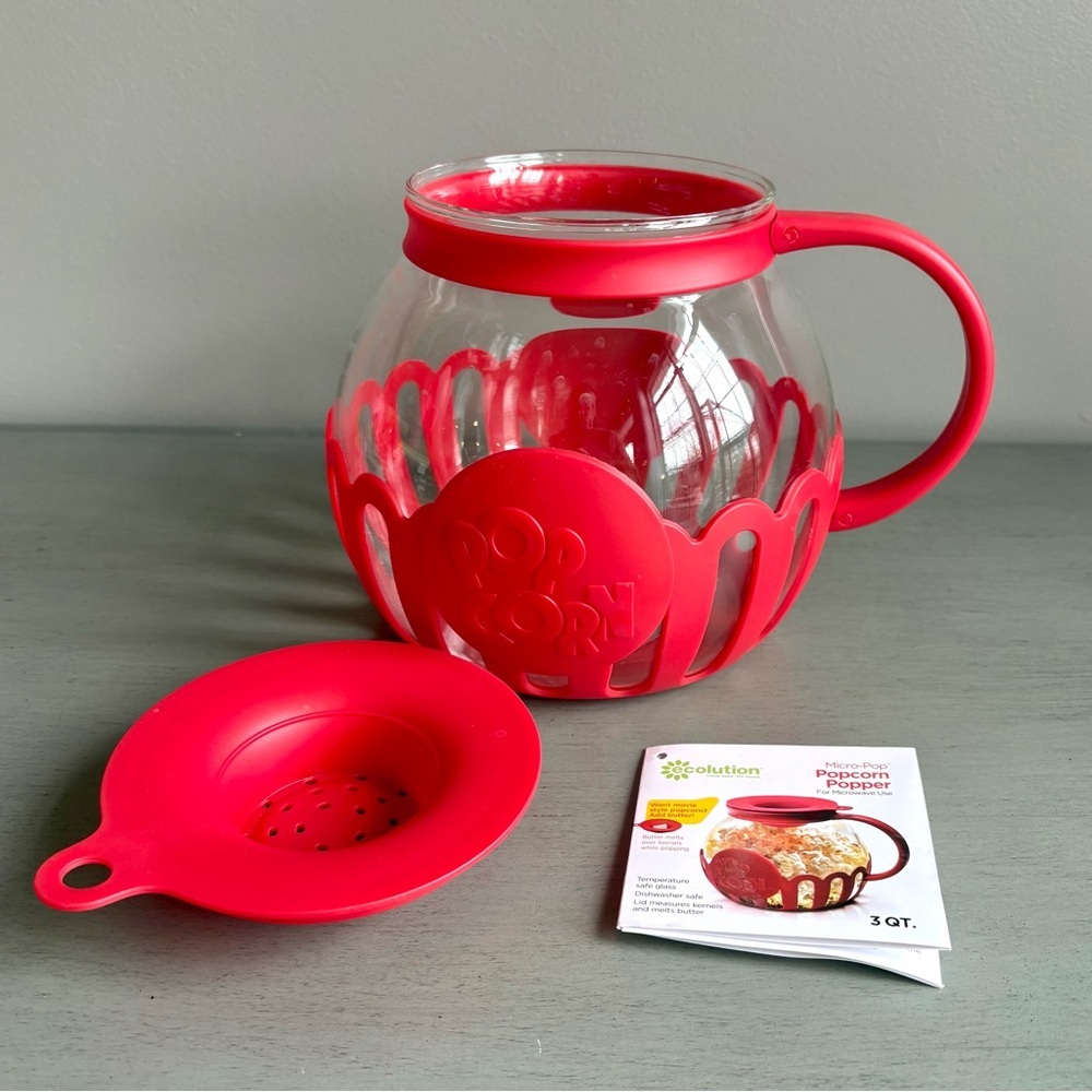 Ecolution Patented Micro-Pop Microwave Popcorn 3-Quart Family Size, Red